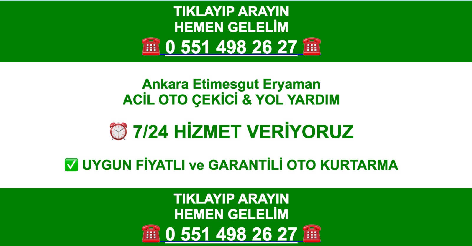 Ankara Etimesgut Eryaman Çekici – Bağlıca Çekici – Şaşmaz Çekici