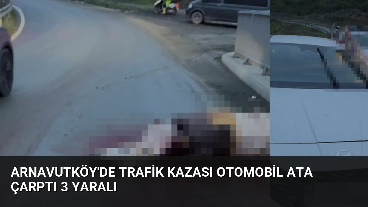 Arnavutköy’de Trafik Kazası Otomobil Ata Çarptı 3 Yaralı
